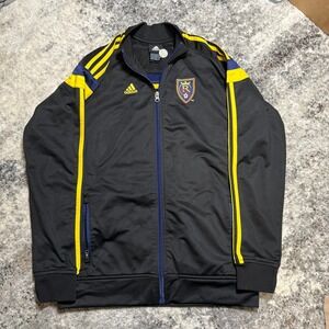 Adidas Real Salt Lake MLS Soccer Track Jacket Mens XL Black Yellow Full Zip
